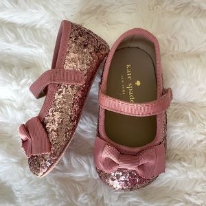 Kate Spade pink glitter infant crib shoes. Good condition.